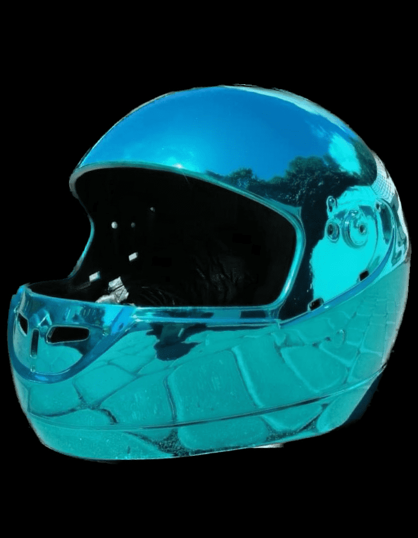 mėlynas motociklo šalmas